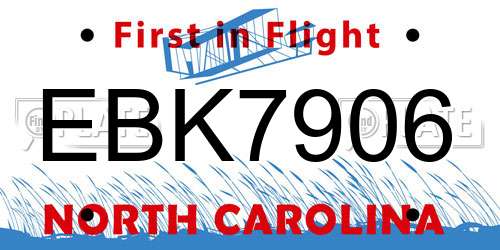 EBK7906 North Carolina License Plate