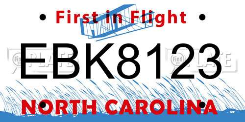 EBK8123 North Carolina License Plate