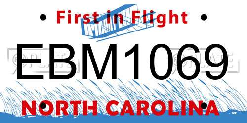 EBM1069 North Carolina License Plate