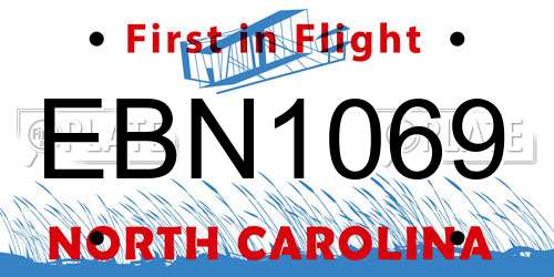 EBN1069 North Carolina License Plate