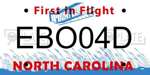 EBO04D North Carolina License Plate