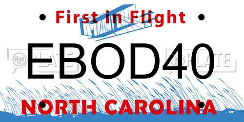 EBOD40 North Carolina License Plate