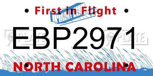 EBP2971 North Carolina License Plate