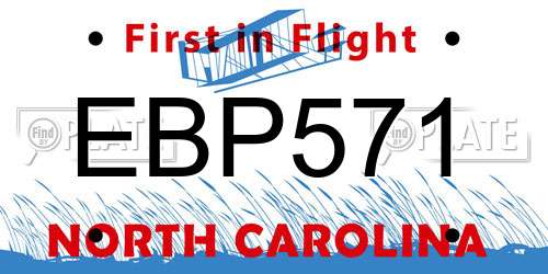 EBP571 North Carolina License Plate