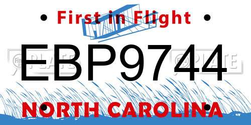 EBP9744 North Carolina License Plate