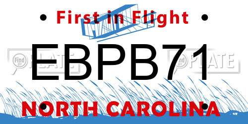 EBPB71 North Carolina License Plate