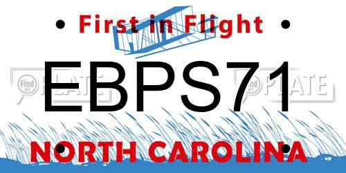 EBPS71 North Carolina License Plate