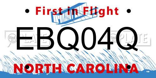 EBQ04Q North Carolina License Plate