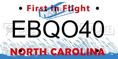 EBQO40 North Carolina License Plate
