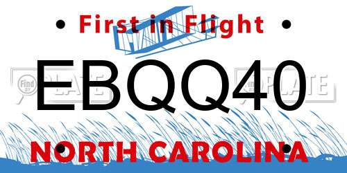 EBQQ40 North Carolina License Plate