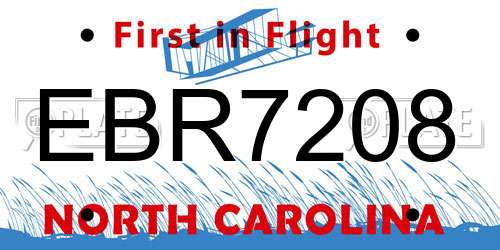 EBR7208 North Carolina License Plate