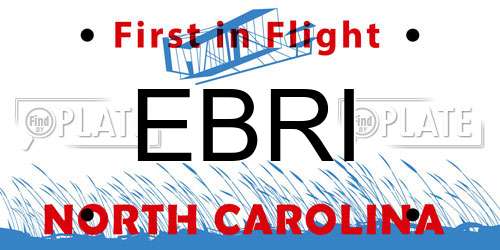 EBRI North Carolina License Plate