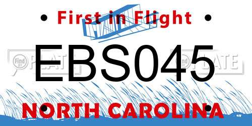 EBS045 North Carolina License Plate