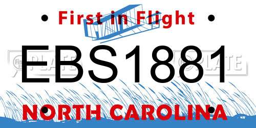 EBS1881 North Carolina License Plate