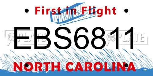 EBS6811 North Carolina License Plate