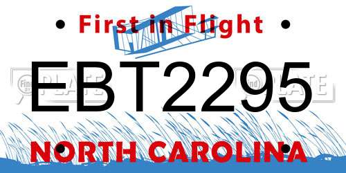 EBT2295 North Carolina License Plate