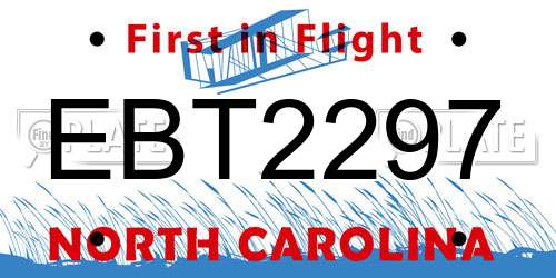 EBT2297 North Carolina License Plate