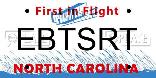 EBTSRT North Carolina License Plate