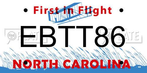 EBTT86 North Carolina License Plate