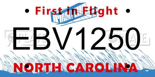 EBV1250 North Carolina License Plate