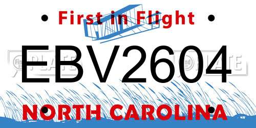 EBV2604 North Carolina License Plate