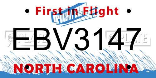 EBV3147 North Carolina License Plate