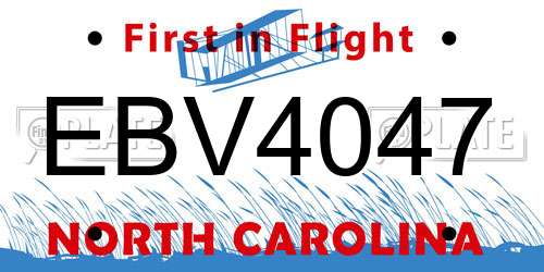 EBV4047 North Carolina License Plate