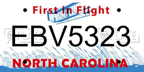 EBV5323 North Carolina License Plate