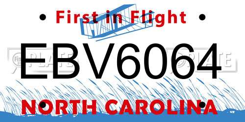EBV6064 North Carolina License Plate