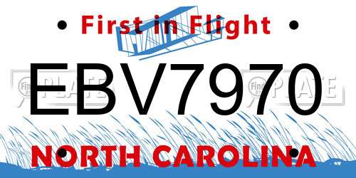 EBV7970 North Carolina License Plate