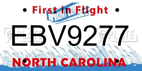 EBV9277 North Carolina License Plate