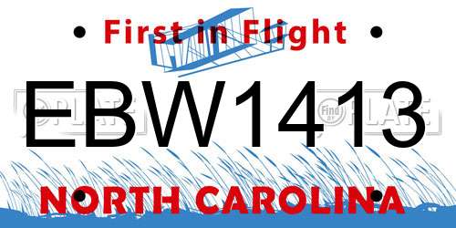 EBW1413 North Carolina License Plate