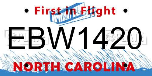 EBW1420 North Carolina License Plate