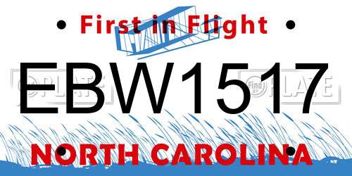EBW1517 North Carolina License Plate