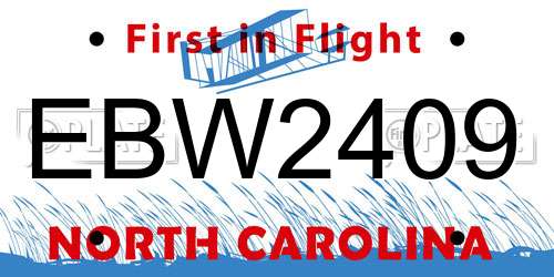 EBW2409 North Carolina License Plate