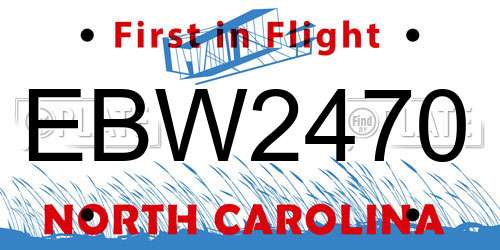 EBW2470 North Carolina License Plate