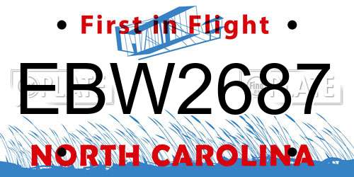 EBW2687 North Carolina License Plate