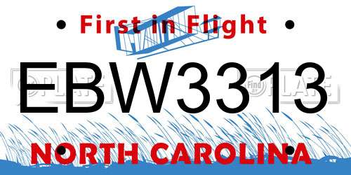 EBW3313 North Carolina License Plate