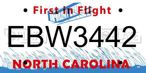 EBW3442 North Carolina License Plate