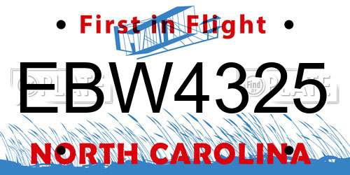 EBW4325 North Carolina License Plate