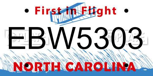 EBW5303 North Carolina License Plate