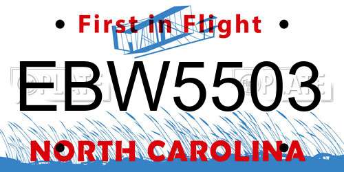 EBW5503 North Carolina License Plate