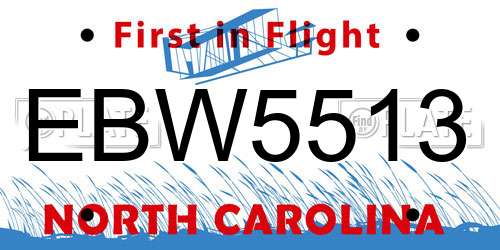EBW5513 North Carolina License Plate