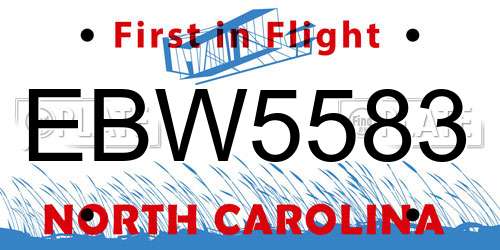 EBW5583 North Carolina License Plate