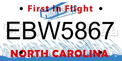 EBW5867 North Carolina License Plate