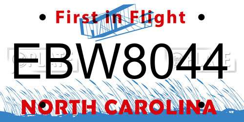 EBW8044 North Carolina License Plate