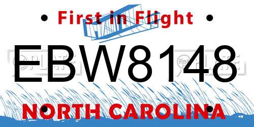 EBW8148 North Carolina License Plate