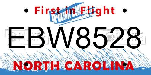 EBW8528 North Carolina License Plate
