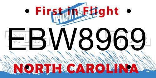 EBW8969 North Carolina License Plate