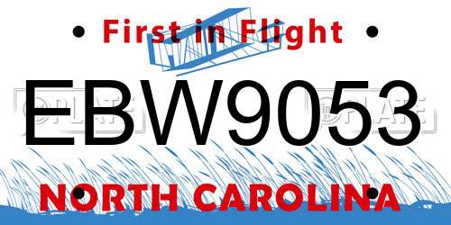 EBW9053 North Carolina License Plate